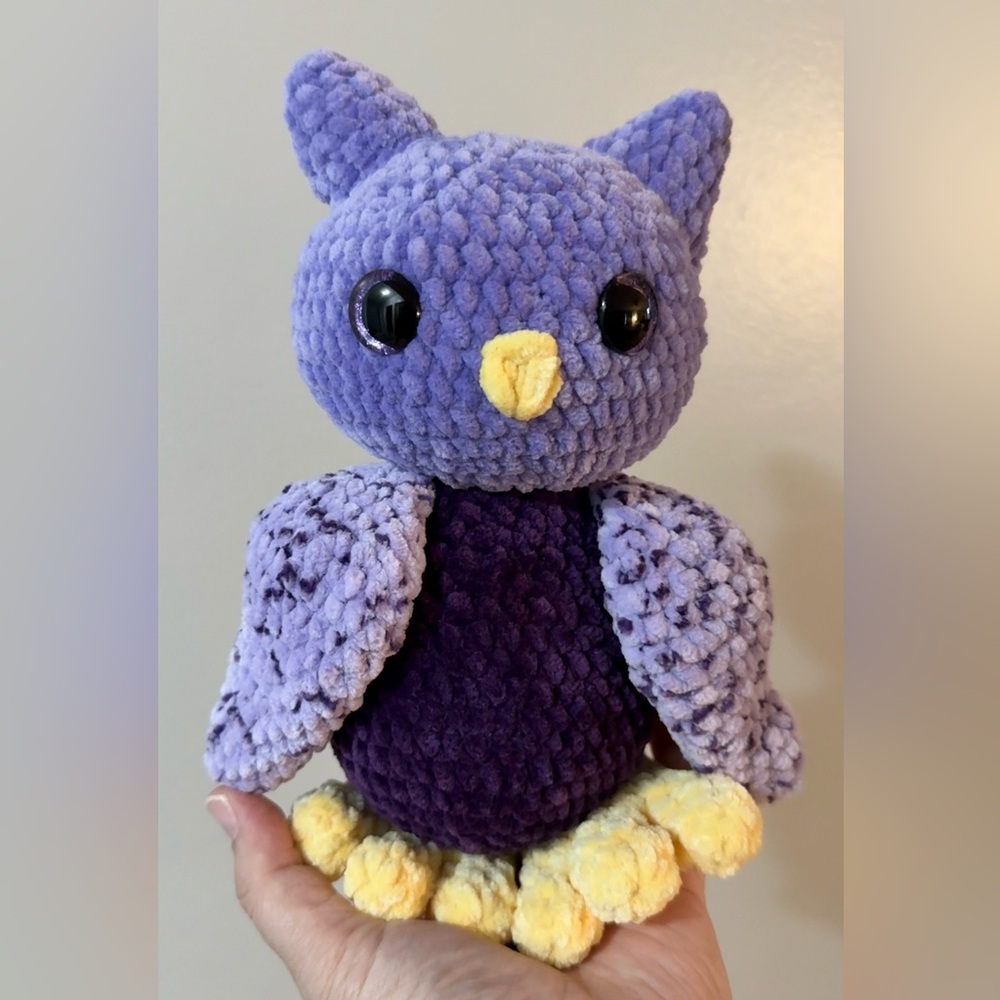 Plush Owl Toy - Purple and Yellow